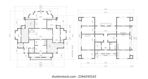 Architectural plan .House plan project .Engineering design .Industrial construction of houses .illustration.