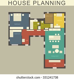 Architectural Plan Of A House. Vector Drawing.