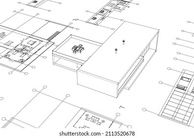 architectural plan of house vector illustration