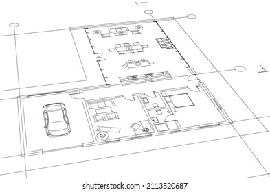 architectural plan of house vector illustration