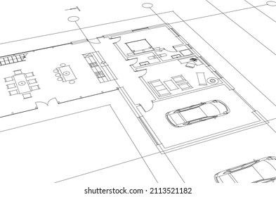 architectural plan of house vector illustration