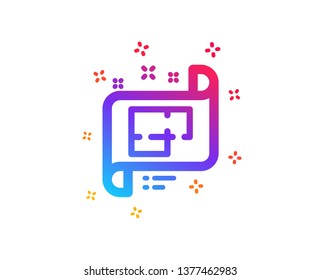 Architectural plan icon. Technical project sign. Dynamic shapes. Gradient design architectural plan icon. Classic style. Vector