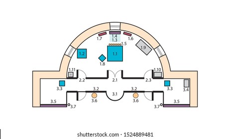 Architectural Plan Of The Orthodox Church Altar. Medieval Orthodox Monastery, Construction Design.