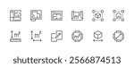 Architectural planning icon collection. Planning, scheme, dimension, project, measurement, floor plan and more. Editable stroke. Pixel Perfect. Grid base 32px.