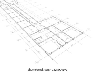 Architectural plan,technical project .House plan project .Engineering design .Industrial construction of houses .Vector , illustration.