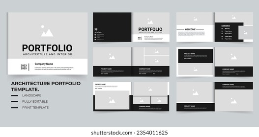 Architectural portfolio layout design or landscape portfolio print template