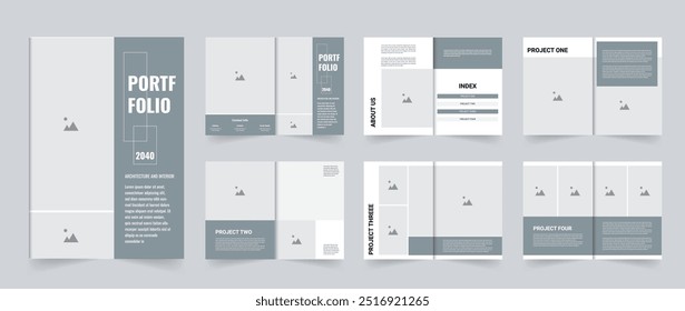 Architectural portfolio layout template  modern interior or real estate portfolio brochure