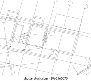 architectural project of house 3d illustration