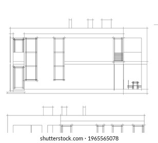 architectural project of house 3d illustration