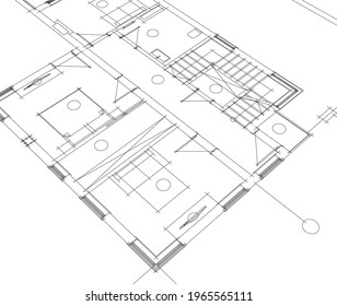Architekturprojekt des Hauses 3D-Illustration