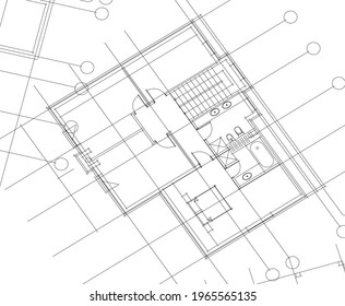 architectural project of house 3d illustration