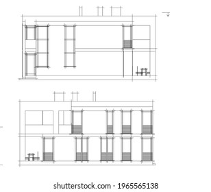 architectural project of house 3d illustration