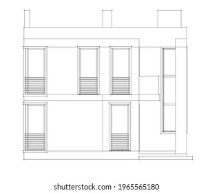 architectural project of house 3d illustration