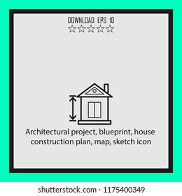 Architectural project, map, sketch icon  line icon