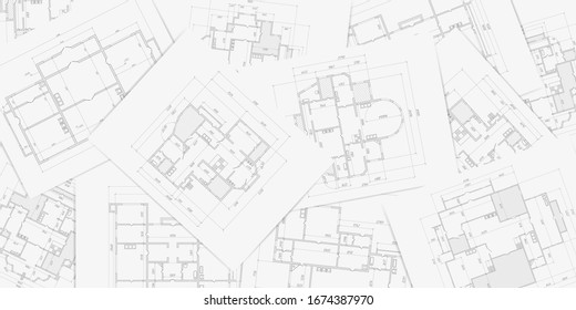 Architectural project on a white sheet of paper .Technical drawing background.Engineering design .Vector , illustration.