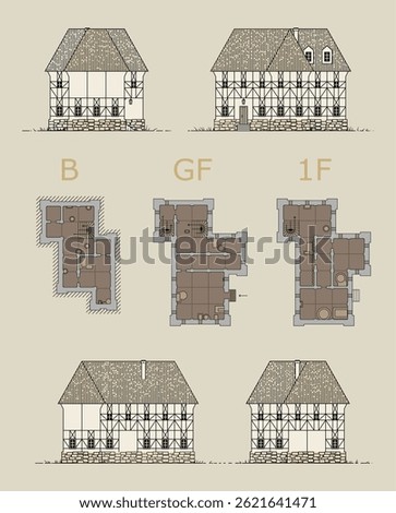 Architectural Renderings of a Timber-Frame House with Floor Plans