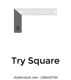 An architectural ruler, try square tool flat icon