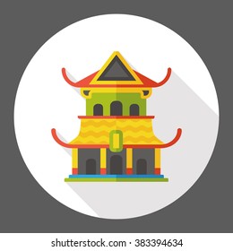 Architectural sculpture temple flat icon
