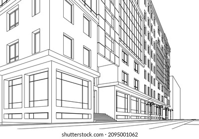 boceto arquitectónico de un edificio