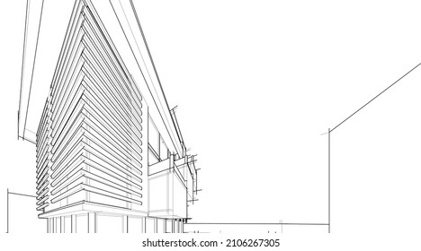 Architekturskizze eines Gebäudes