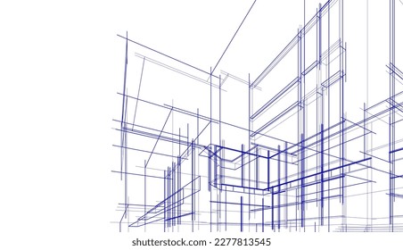 Architekturskizze eines Gebäudes