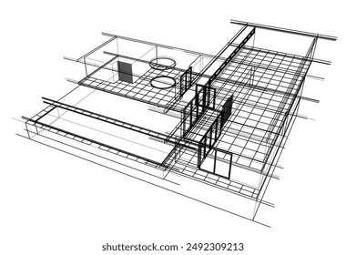 architektonische Skizze eines Gebäudes