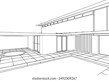architektonische Skizze eines Gebäudes