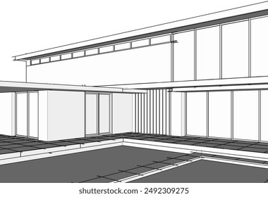 architektonische Skizze eines Gebäudes