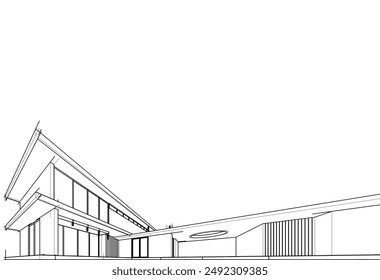 architektonische Skizze eines Gebäudes