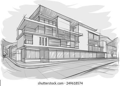 Architectural sketch of building