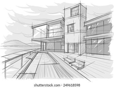 Architectural sketch of building