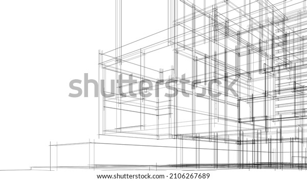 Architectural Sketch Building Stock Vector (royalty Free) 2106267689 