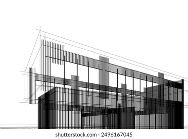 Boceto arquitectónico de un edificio. Dibujo de Vector