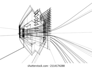 architectural sketch of a building vector illustration