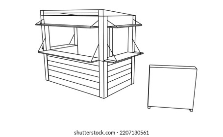 architectural sketch of container display booth