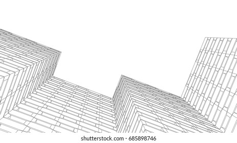 Architectural sketch drawing. Construction. Vector Abstract background. Geometric backdrop