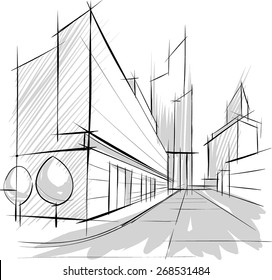 Architectural sketch, drill, building design