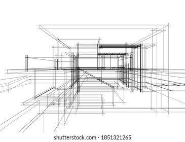 architectural sketch of a house