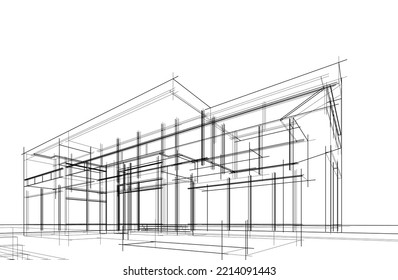 architectural sketch of a house