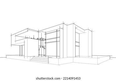 Architekturskizze eines Hauses