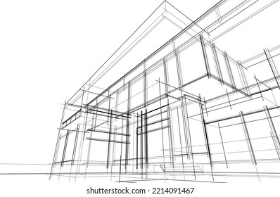 Architekturskizze eines Hauses