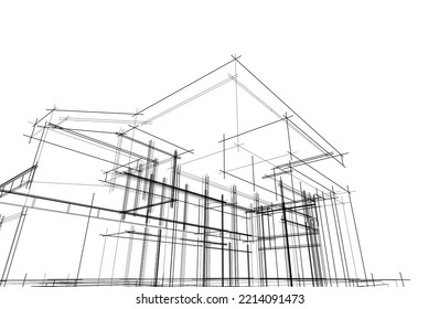 architectural sketch of a house