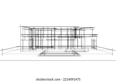 Architekturskizze eines Hauses