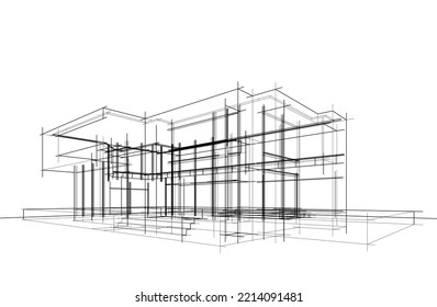 architectural sketch of a house
