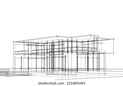 architectural sketch of a house