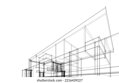 architectural sketch of a house