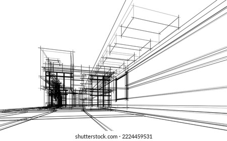 architectural sketch of a house