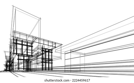 architectural sketch of a house