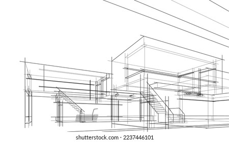 architectural sketch of a house