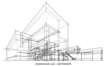 Architekturskizze eines Hauses